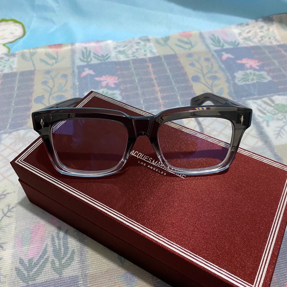 Jacques Marie Mage Men’s Two-Tone Gray to Clear Square Optical Frames